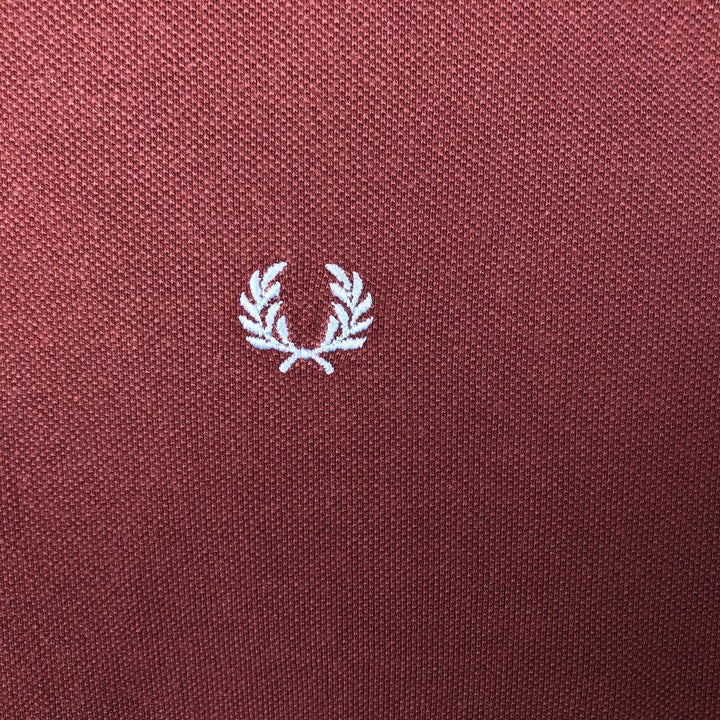 Fred Perry long-sleeved polo shirt, men's size XL (approx.) cotton wine-red Vintage Second Hand