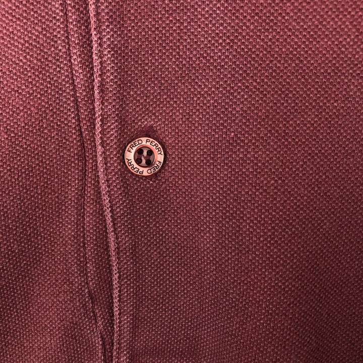 Fred Perry long-sleeved polo shirt, men's size XL (approx.) cotton wine-red Vintage Second Hand