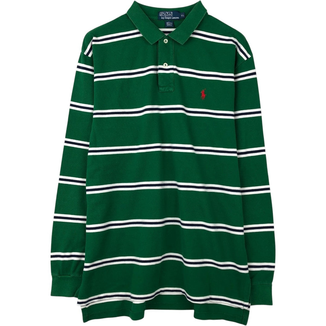 Ralph Lauren POLO by Ralph Lauren Long Sleeve Striped Polo Shirt Men's XL cotton green type Vintage Second Hand