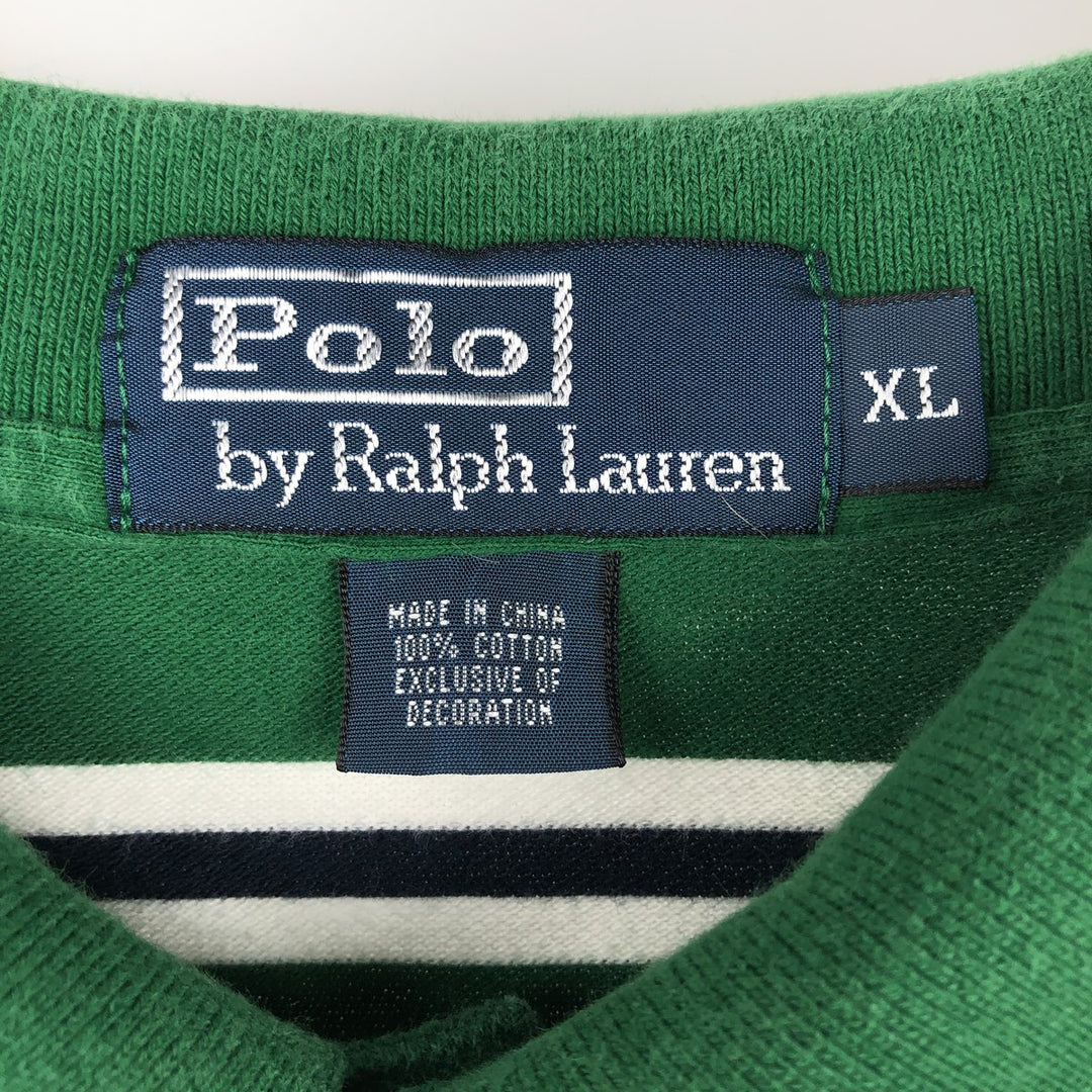 Ralph Lauren POLO by Ralph Lauren Long Sleeve Striped Polo Shirt Men's XL cotton green type Vintage Second Hand