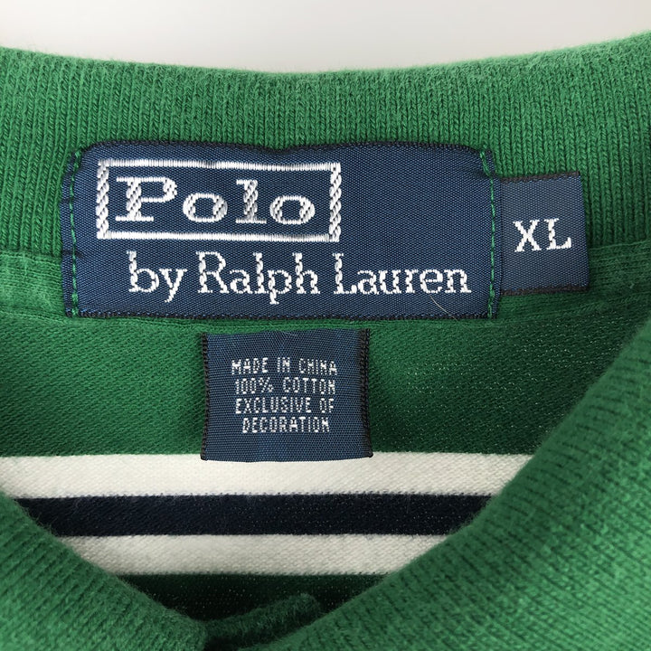 Ralph Lauren POLO by Ralph Lauren Long Sleeve Striped Polo Shirt Men's XL cotton green type Vintage Second Hand