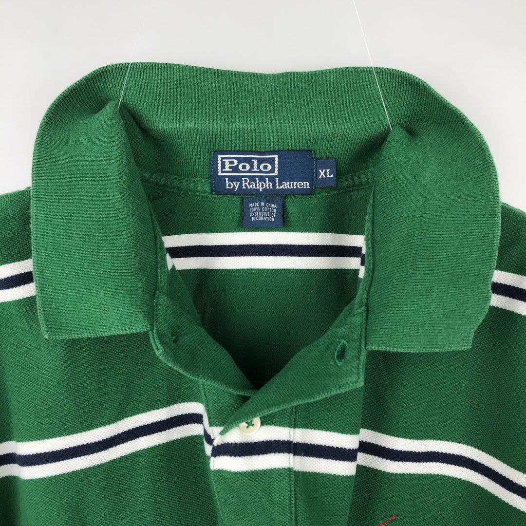 Ralph Lauren POLO by Ralph Lauren Long Sleeve Striped Polo Shirt Men's XL cotton green type Vintage Second Hand