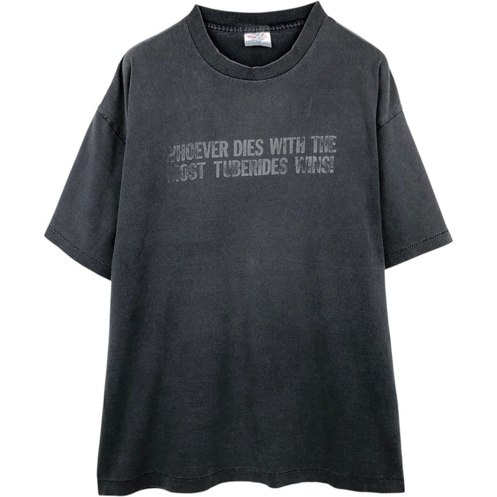 90'S SOF TEE Message Print T-Shirt, Made in USA, Men's XL equivalent, Vintage cotton Charcoal Vintage Second Hand