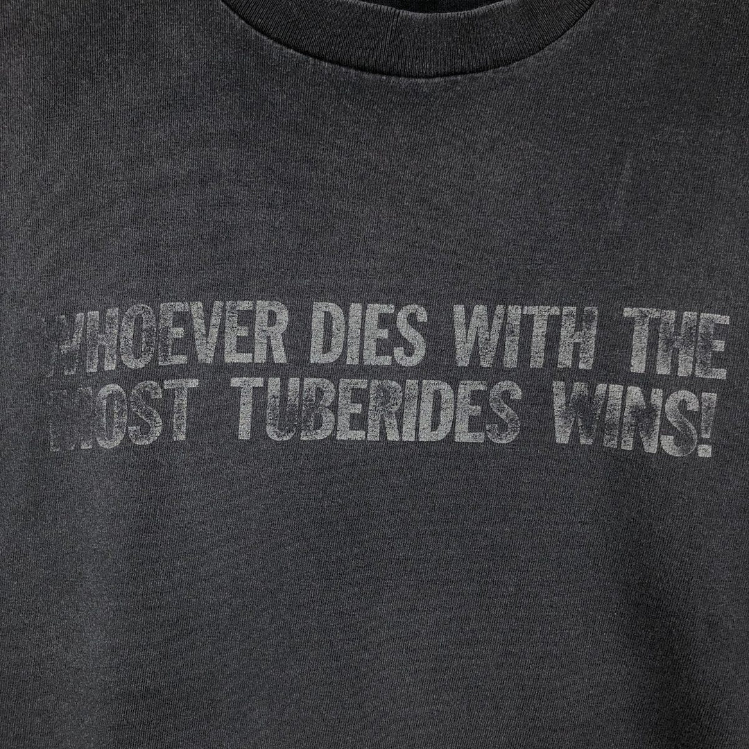 90'S SOF TEE Message Print T-Shirt, Made in USA, Men's XL equivalent, Vintage cotton Charcoal Vintage Second Hand