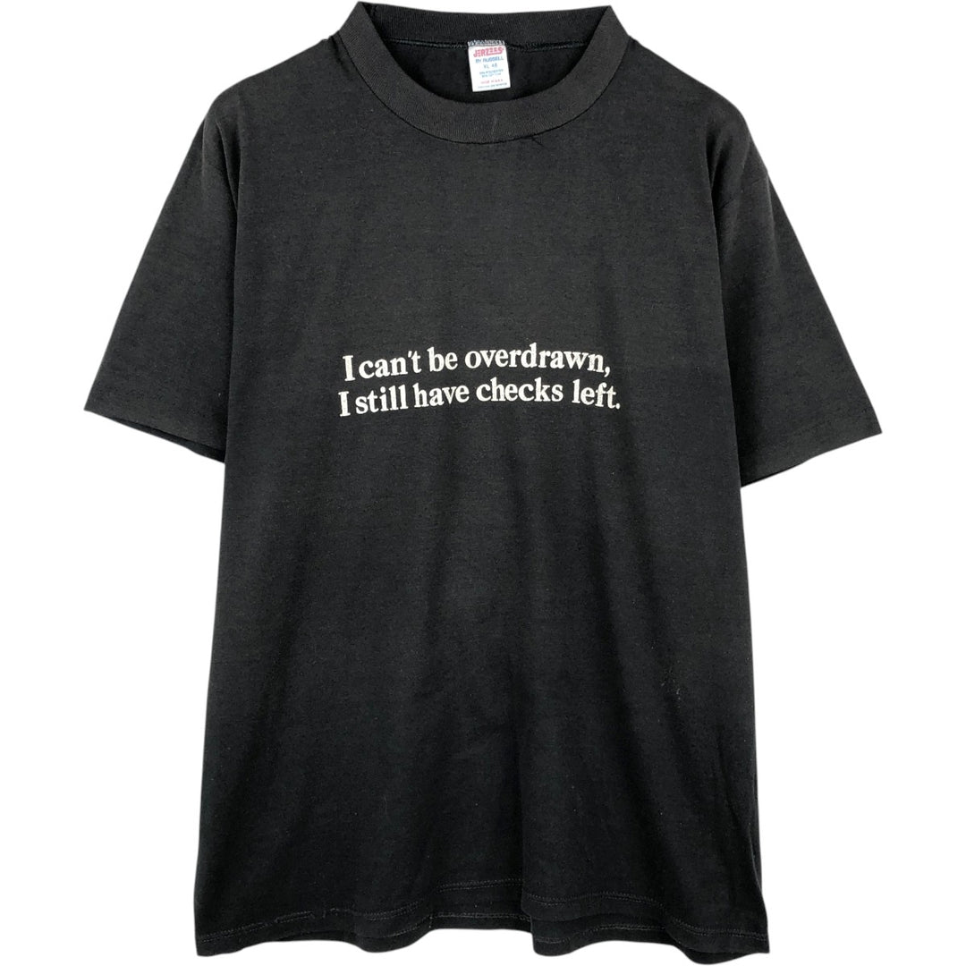 90'S Russell JERZEES Message Print T-Shirt, Made in USA, Men's XL (approx.), Vintage polyester black type Vintage Second Hand