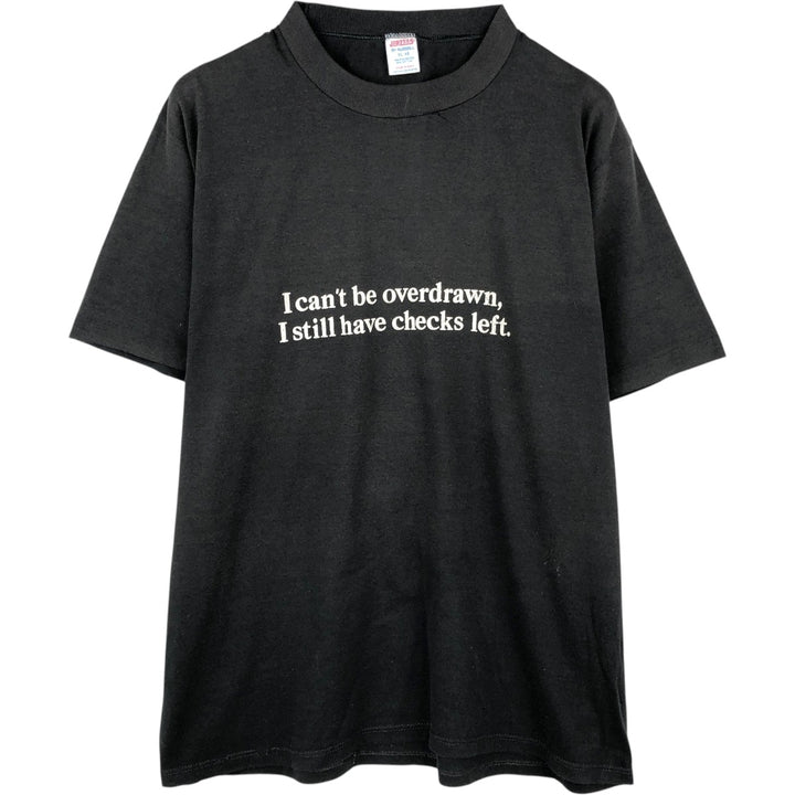 90'S Russell JERZEES Message Print T-Shirt, Made in USA, Men's XL (approx.), Vintage polyester black type Vintage Second Hand
