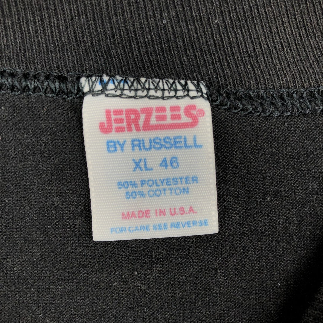 90'S Russell JERZEES Message Print T-Shirt, Made in USA, Men's XL (approx.), Vintage polyester black type Vintage Second Hand