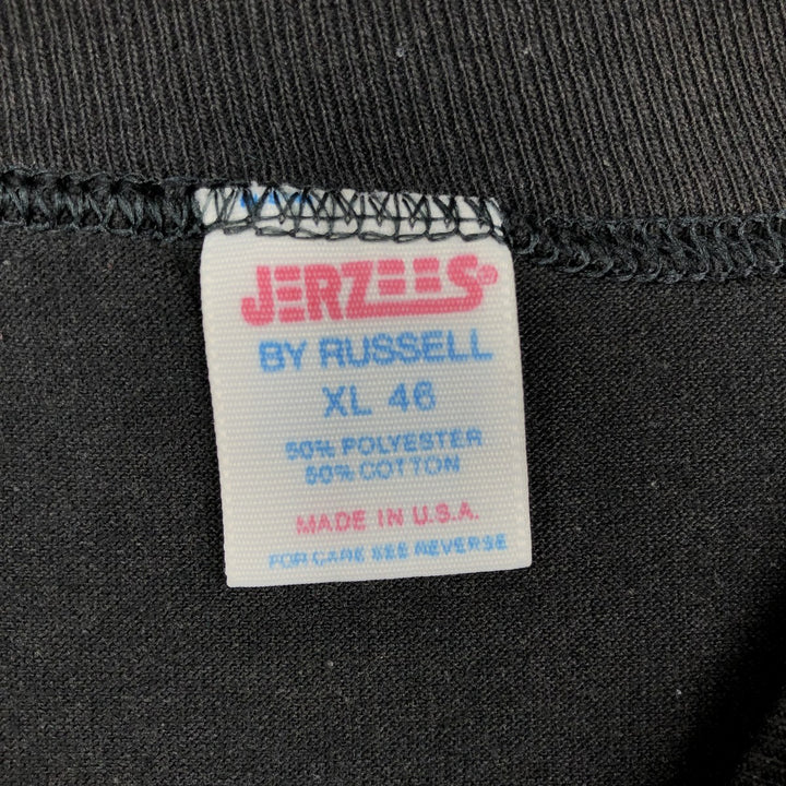 90'S Russell JERZEES Message Print T-Shirt, Made in USA, Men's XL (approx.), Vintage polyester black type Vintage Second Hand