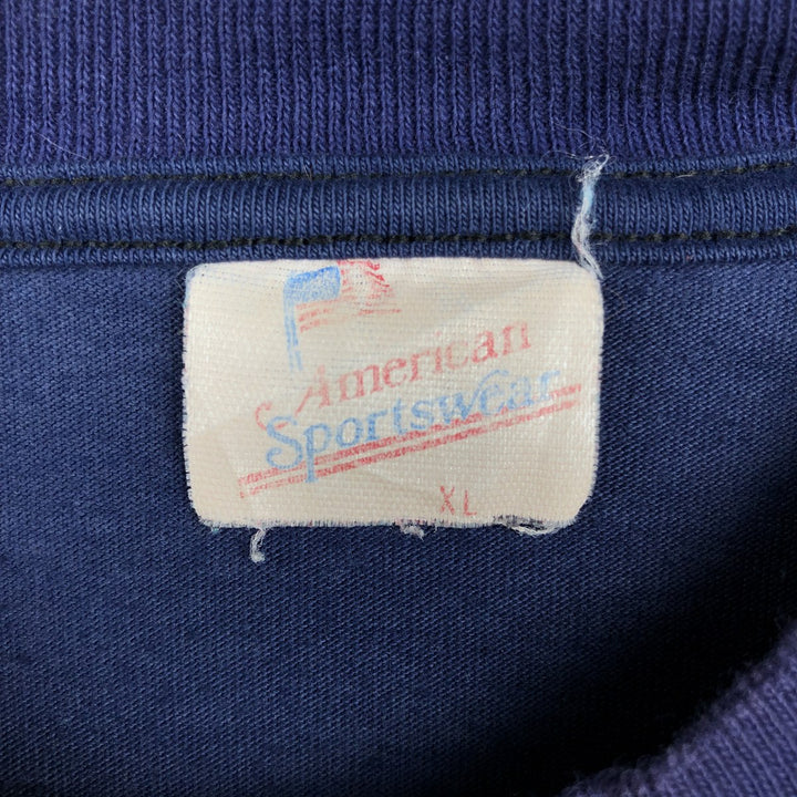 90'S American Sportswear Message Print T-Shirt, Made in USA, Men's Size XL (Equivalent), Vintage cotton navy blue type Vintage Second Hand