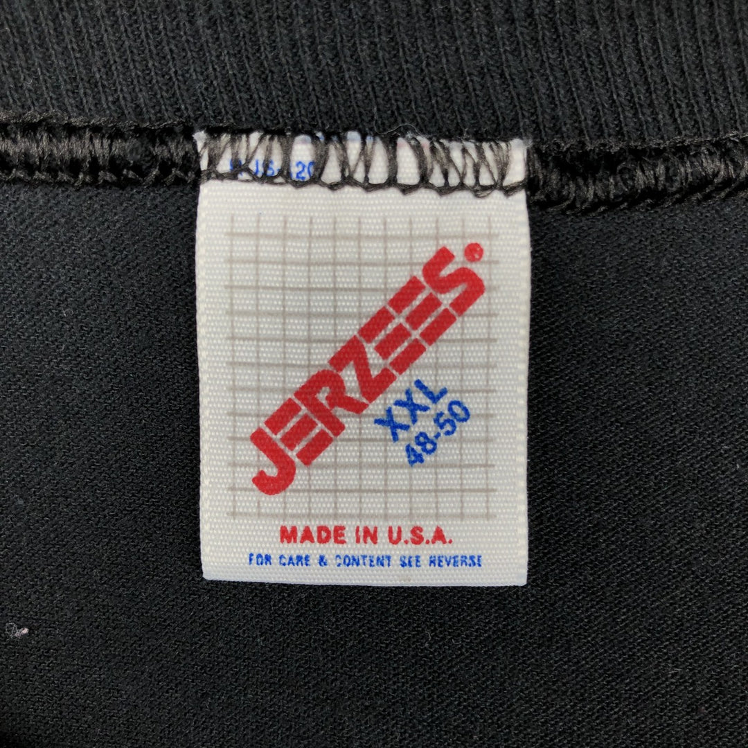 80s-90'S Jerzees Message Print T-Shirt, Made in USA, Men's XXL equivalent, Vintage cotton black type Vintage Second Hand