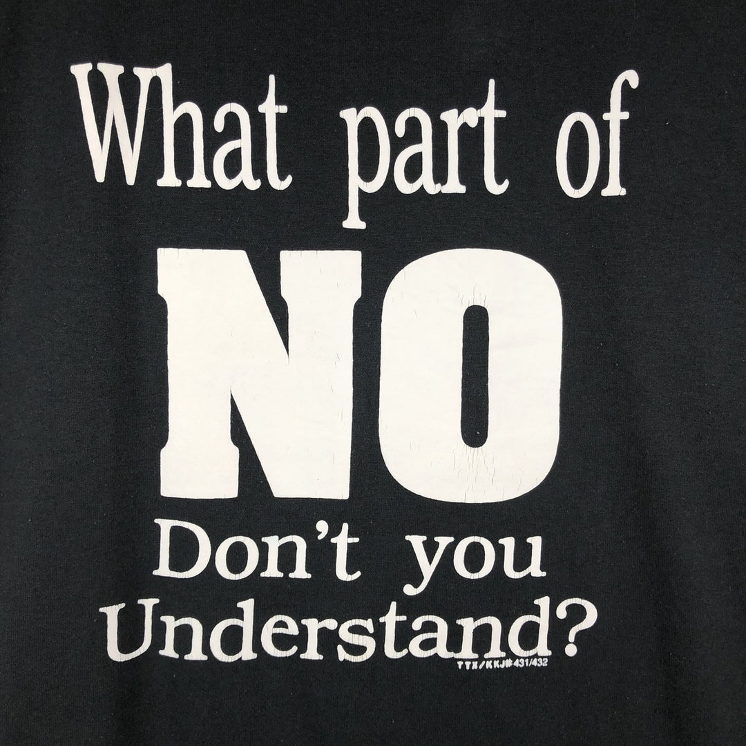 80s-90'S Jerzees Message Print T-Shirt, Made in USA, Men's XXL equivalent, Vintage cotton black type Vintage Second Hand