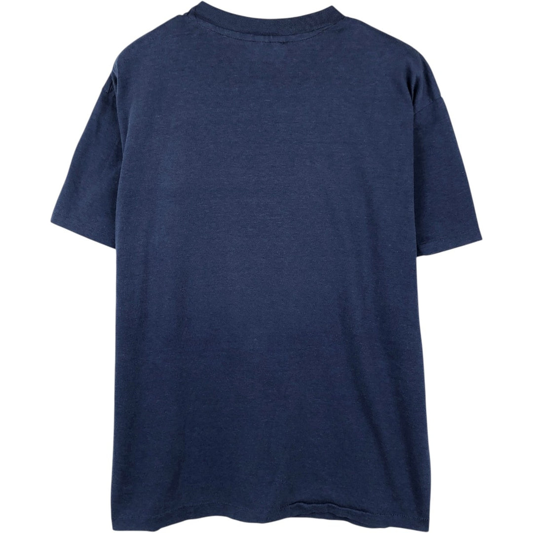 80'S Hanes Fifty-Fifty Blue Tag Message Print T-Shirt, Made in USA, Men's XL Equivalent, Vintage cotton navy blue type Vintage Second Hand