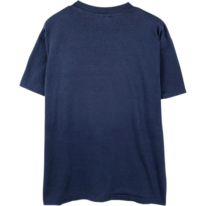 80'S Hanes Fifty-Fifty Blue Tag Message Print T-Shirt, Made in USA, Men's XL Equivalent, Vintage cotton navy blue type Vintage Second Hand