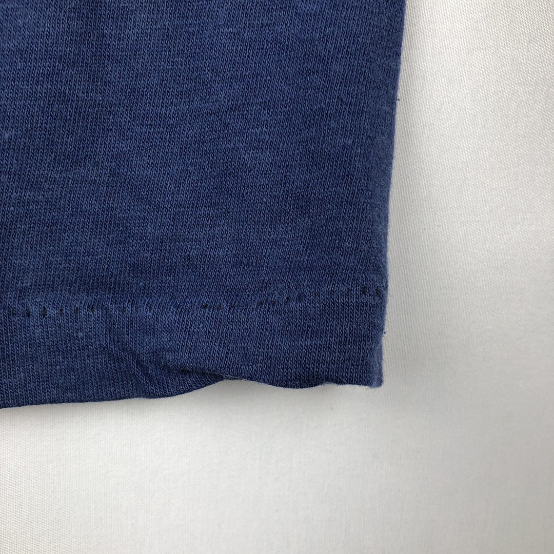 80'S Hanes Fifty-Fifty Blue Tag Message Print T-Shirt, Made in USA, Men's XL Equivalent, Vintage cotton navy blue type Vintage Second Hand