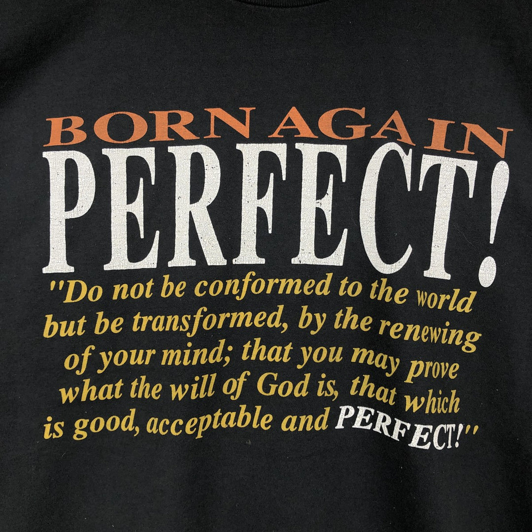 90'S message print T-shirt, men's size M equivalent, vintage. unclear black type Vintage Second Hand