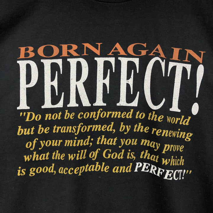 90'S message print T-shirt, men's size M equivalent, vintage. unclear black type Vintage Second Hand