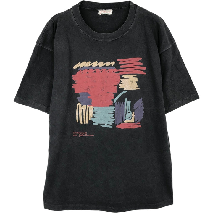 ~90'S CONTRE COURANT PARIS Zofia Rostad Art T-shirt, Men's Size M (approx.), Vintage unclear black type Vintage Second Hand