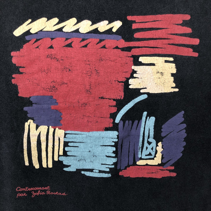 ~90'S CONTRE COURANT PARIS Zofia Rostad Art T-shirt, Men's Size M (approx.), Vintage unclear black type Vintage Second Hand