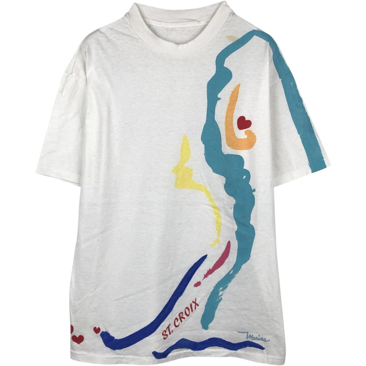 90'S Vintage Art T-Shirt, Men's Size Medium unclear white type Vintage Second Hand