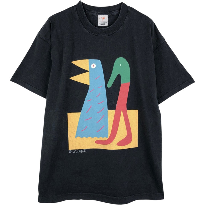 ~90'S HILDE LEHMANN Art T-shirt, Men's Size M (approx.), Vintage unclear black type Vintage Second Hand