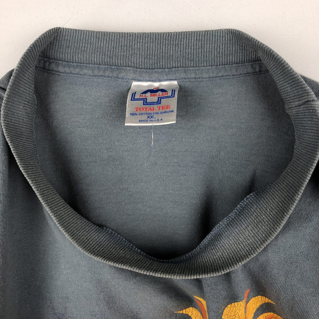 90'S HL Miller TOTAL TEE Cape May Floral Sunflower Art T-Shirt Made in USA Men's XXL equivalent Vintage cotton gray type Vintage Second Hand