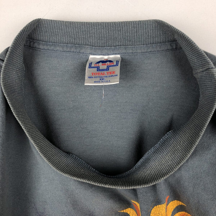 90'S HL Miller TOTAL TEE Cape May Floral Sunflower Art T-Shirt Made in USA Men's XXL equivalent Vintage cotton gray type Vintage Second Hand
