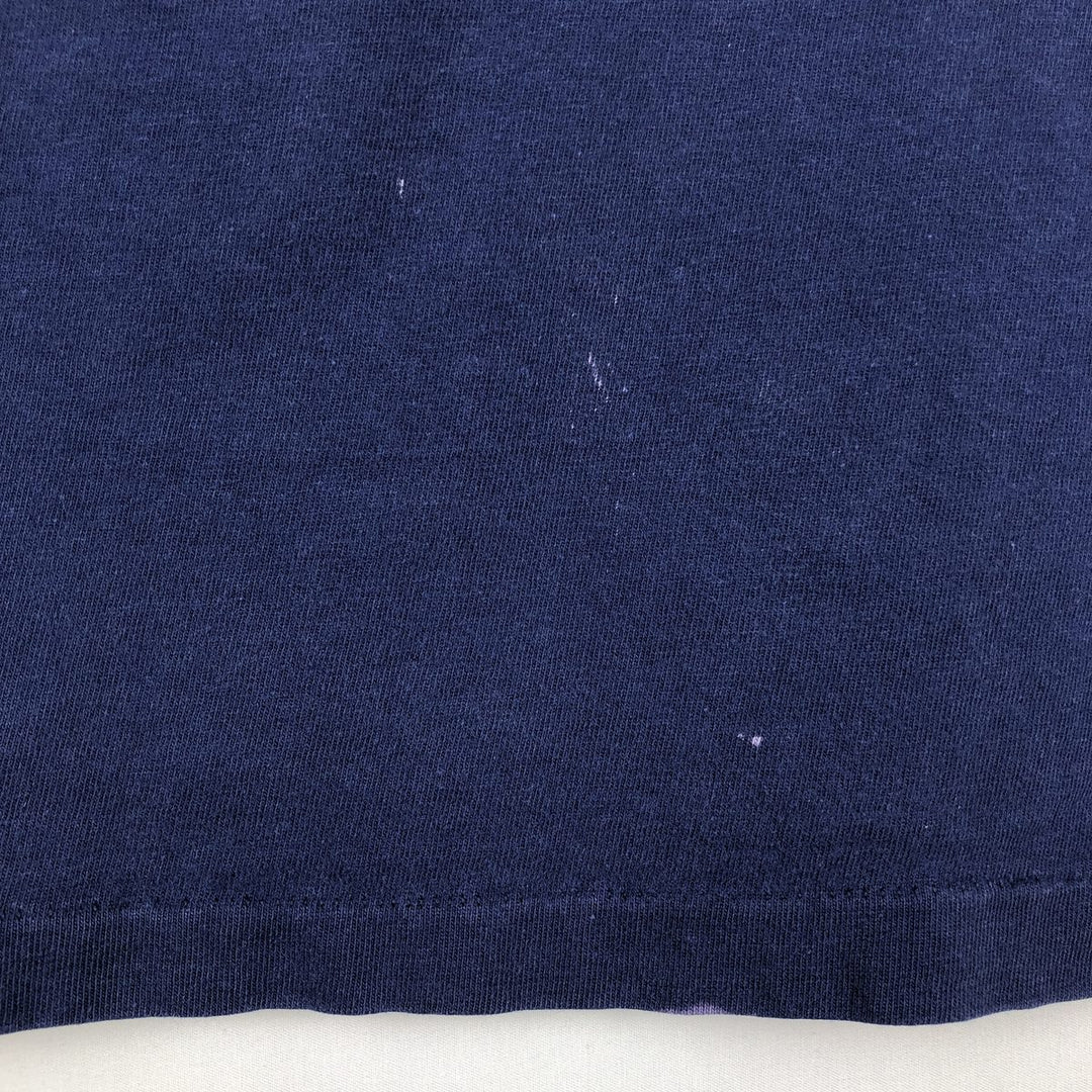 90s-00'S Hanes BEEFY-T Floral Art T-Shirt, Made in USA, Men's Size L (approx.), Vintage cotton navy blue type Vintage Second Hand