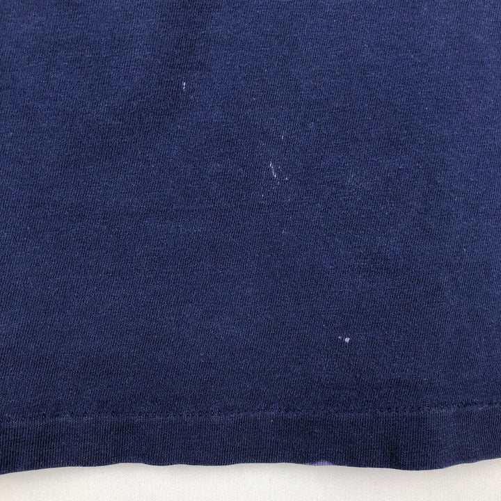 90s-00'S Hanes BEEFY-T Floral Art T-Shirt, Made in USA, Men's Size L (approx.), Vintage cotton navy blue type Vintage Second Hand