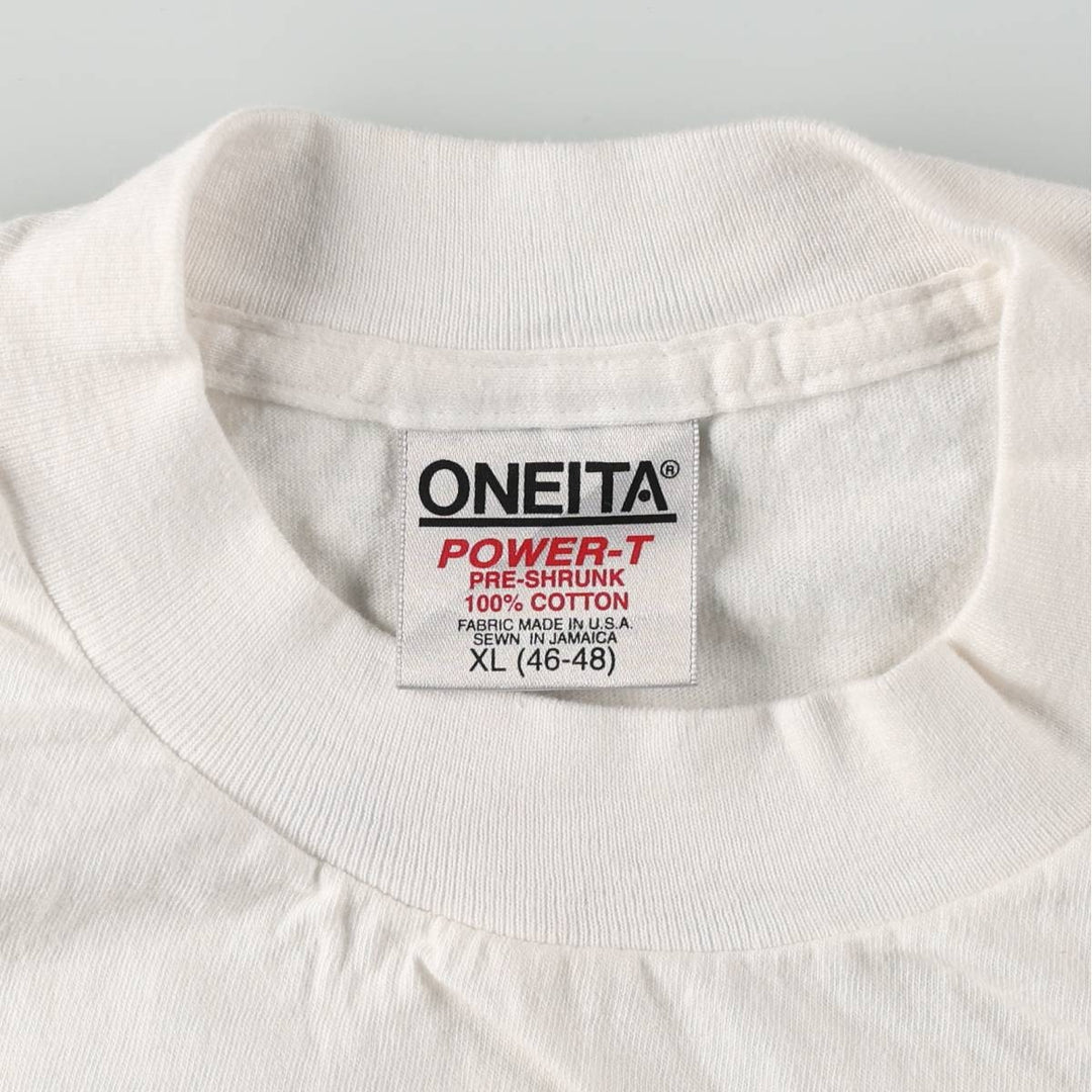 90'S ONEITA POWER-T Printed T-shirt, Men's XL, Vintage cotton white type Vintage Second Hand