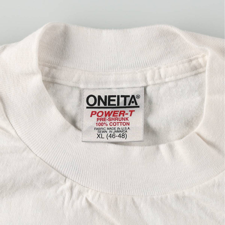 90'S ONEITA POWER-T Printed T-shirt, Men's XL, Vintage cotton white type Vintage Second Hand