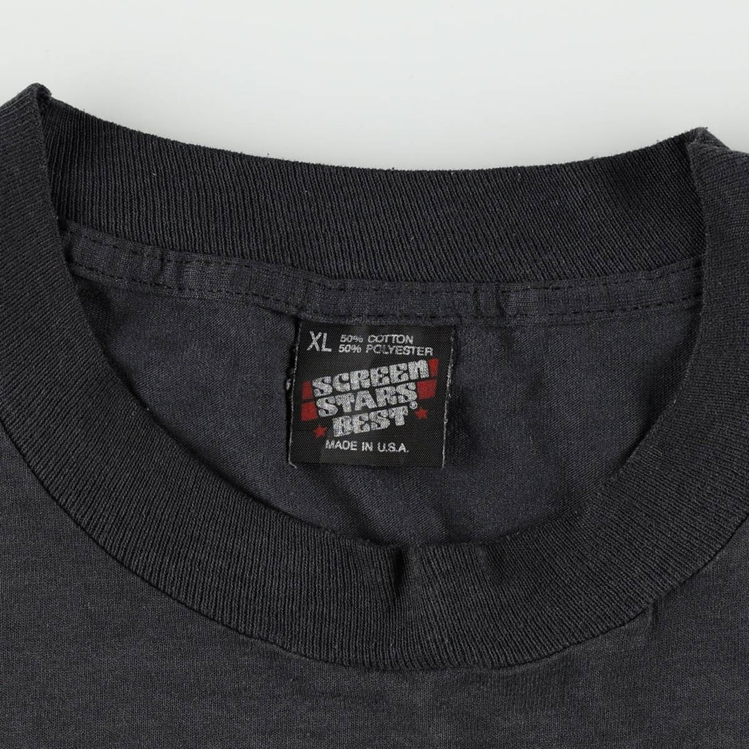 90'S Screen Stars Detroit Police Print T-Shirt, Made in USA, Men's XL (approx.), Vintage cotton black type Vintage Second Hand