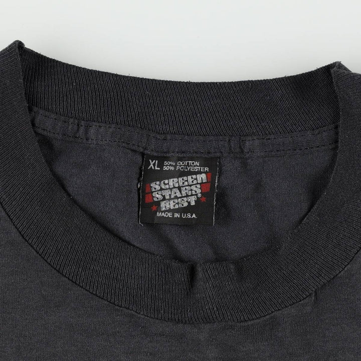 90'S Screen Stars Detroit Police Print T-Shirt, Made in USA, Men's XL (approx.), Vintage cotton black type Vintage Second Hand