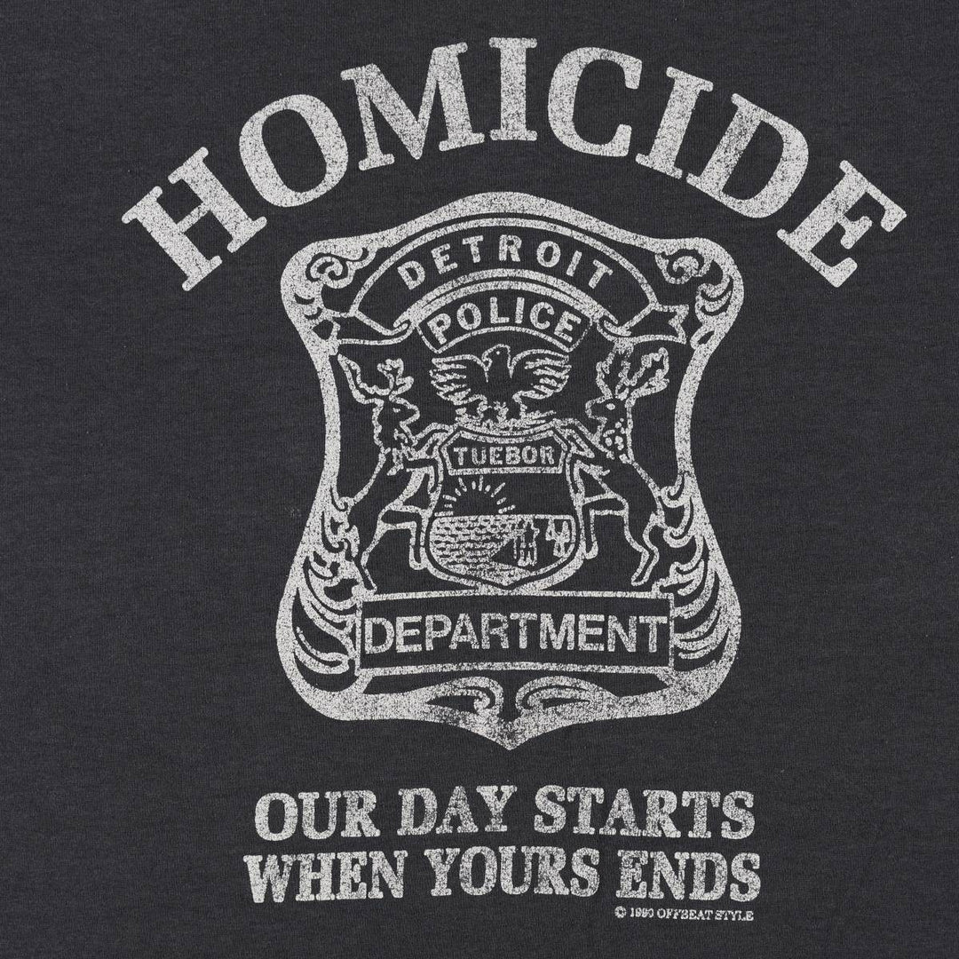 90'S Screen Stars Detroit Police Print T-Shirt, Made in USA, Men's XL (approx.), Vintage cotton black type Vintage Second Hand