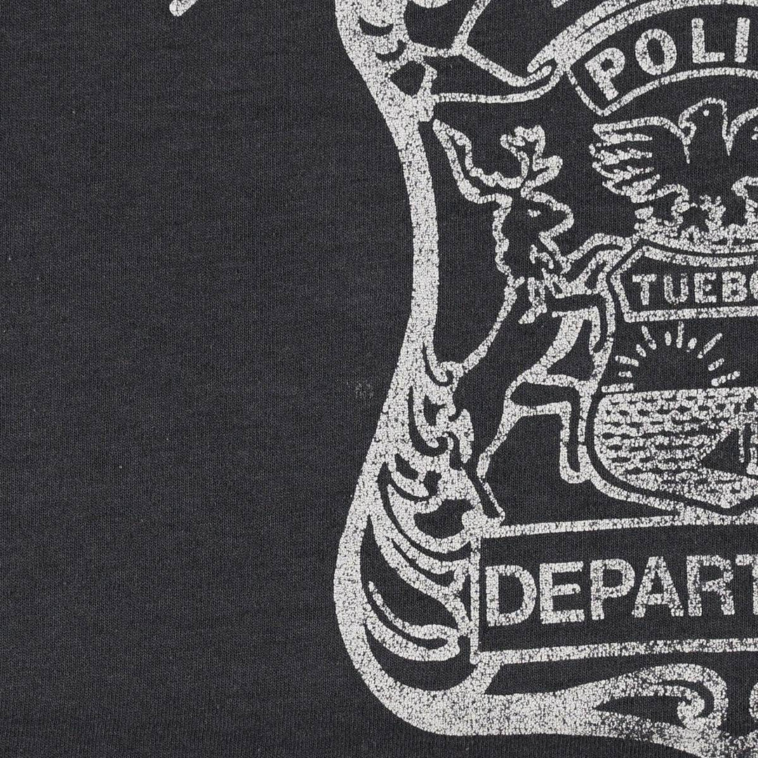 90'S Screen Stars Detroit Police Print T-Shirt, Made in USA, Men's XL (approx.), Vintage cotton black type Vintage Second Hand