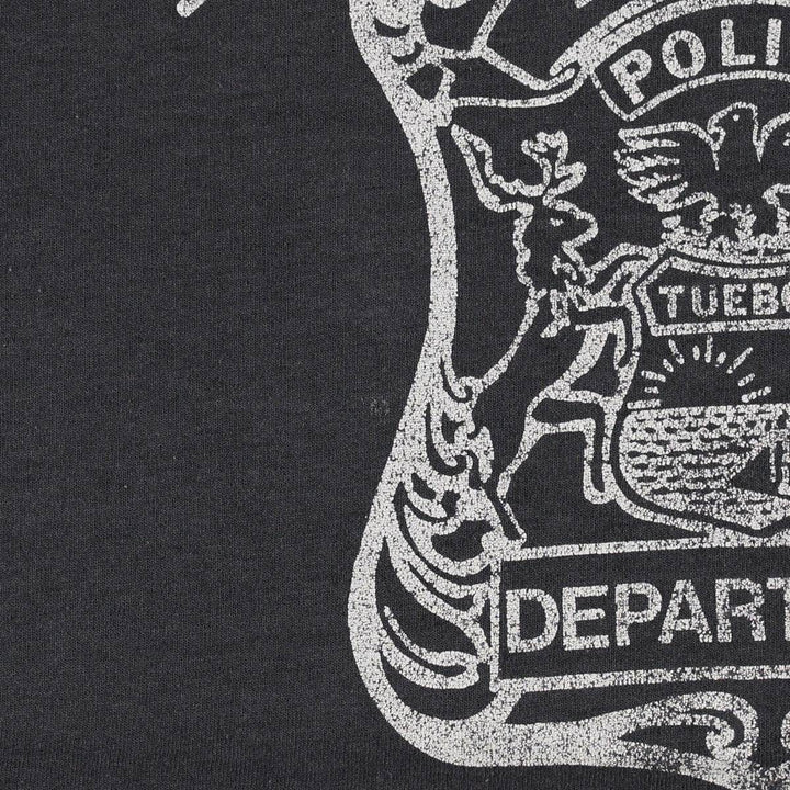 90'S Screen Stars Detroit Police Print T-Shirt, Made in USA, Men's XL (approx.), Vintage cotton black type Vintage Second Hand