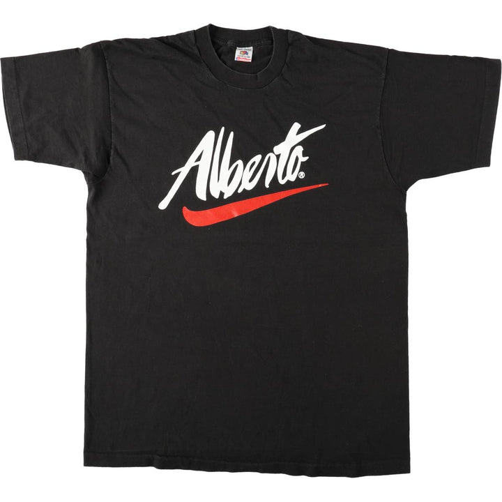 90'S Fruit of the Loom Alberto Advertising T-Shirt, Made in USA, Men's XL equivalent, Vintage cotton black type Vintage Second Hand