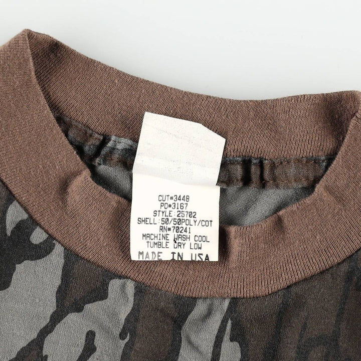 90'S Red Head Tree Bark Camo Pocket T-Shirt, Made in USA, Men's XL equivalent, Vintage polyester brown type Vintage Second Hand