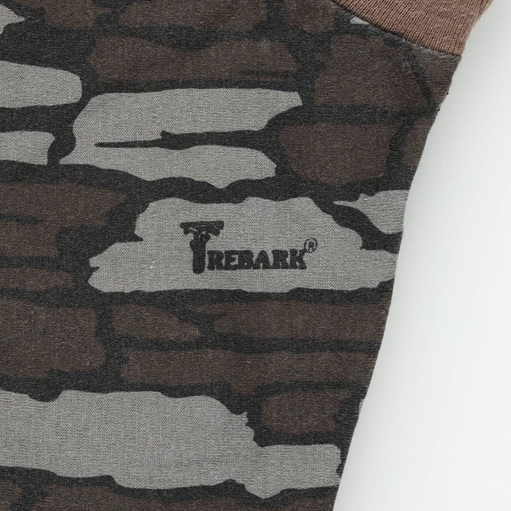 90'S Red Head Tree Bark Camo Pocket T-Shirt, Made in USA, Men's XL equivalent, Vintage polyester brown type Vintage Second Hand