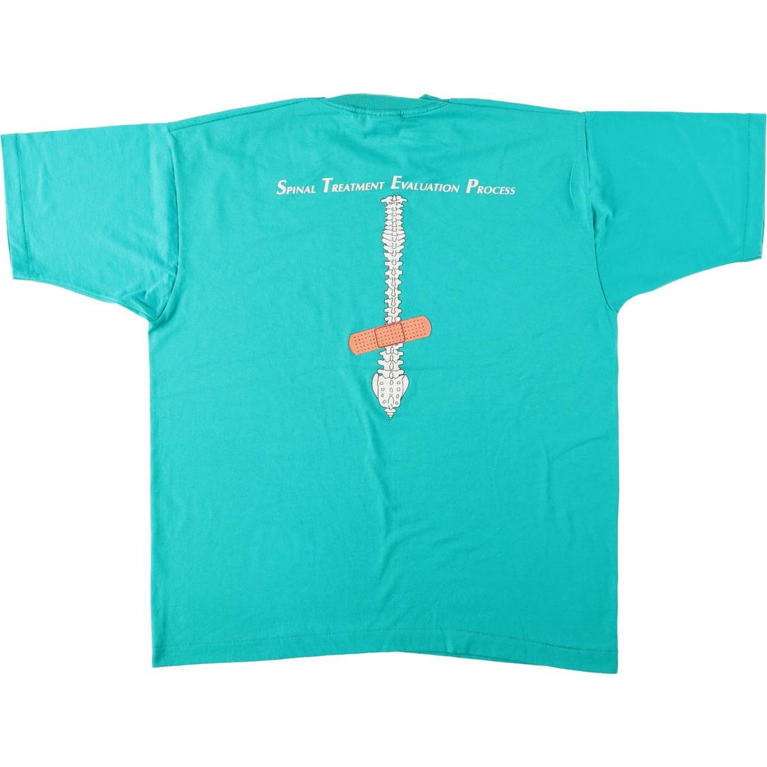 90'S Fruit of the Loom Back Print T-Shirt Men's XL Vintage cotton turquoise blue Vintage Second Hand