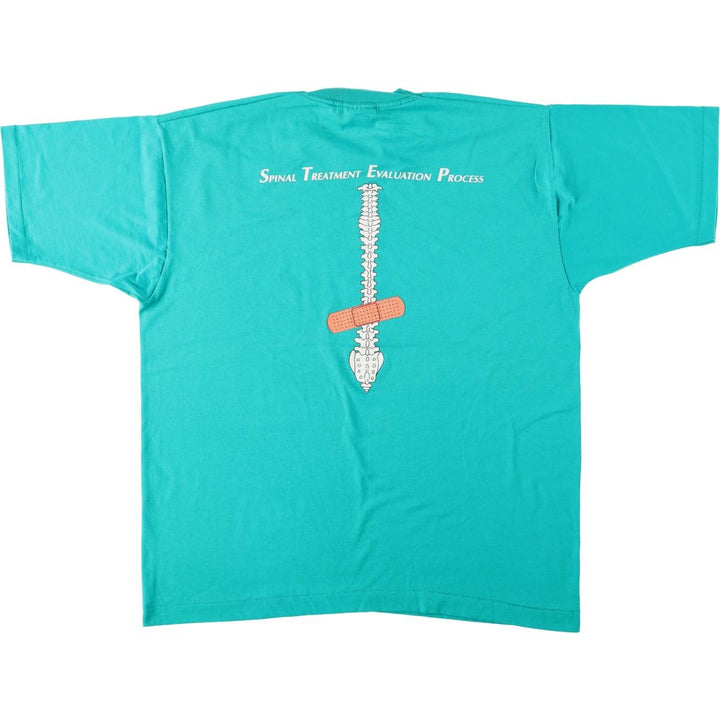 90'S Fruit of the Loom Back Print T-Shirt Men's XL Vintage cotton turquoise blue Vintage Second Hand
