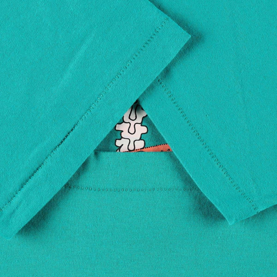 90'S Fruit of the Loom Back Print T-Shirt Men's XL Vintage cotton turquoise blue Vintage Second Hand