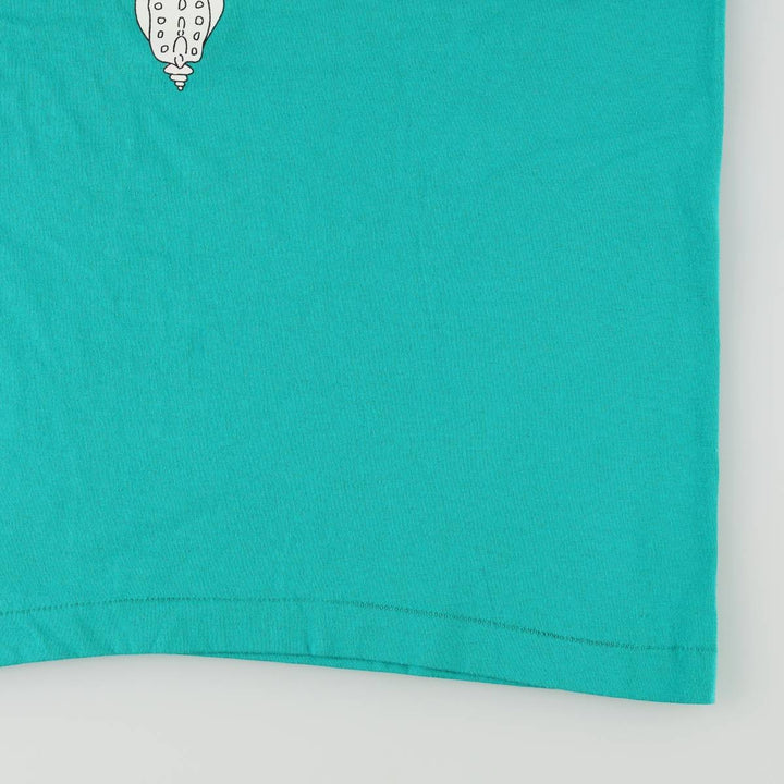 90'S Fruit of the Loom Back Print T-Shirt Men's XL Vintage cotton turquoise blue Vintage Second Hand