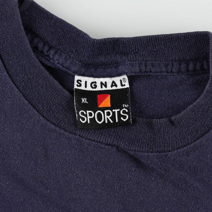 90'S SIGNAL SPORTS Print T-Shirt, Made in USA, Men's XL equivalent, Vintage cotton navy blue type Vintage Second Hand