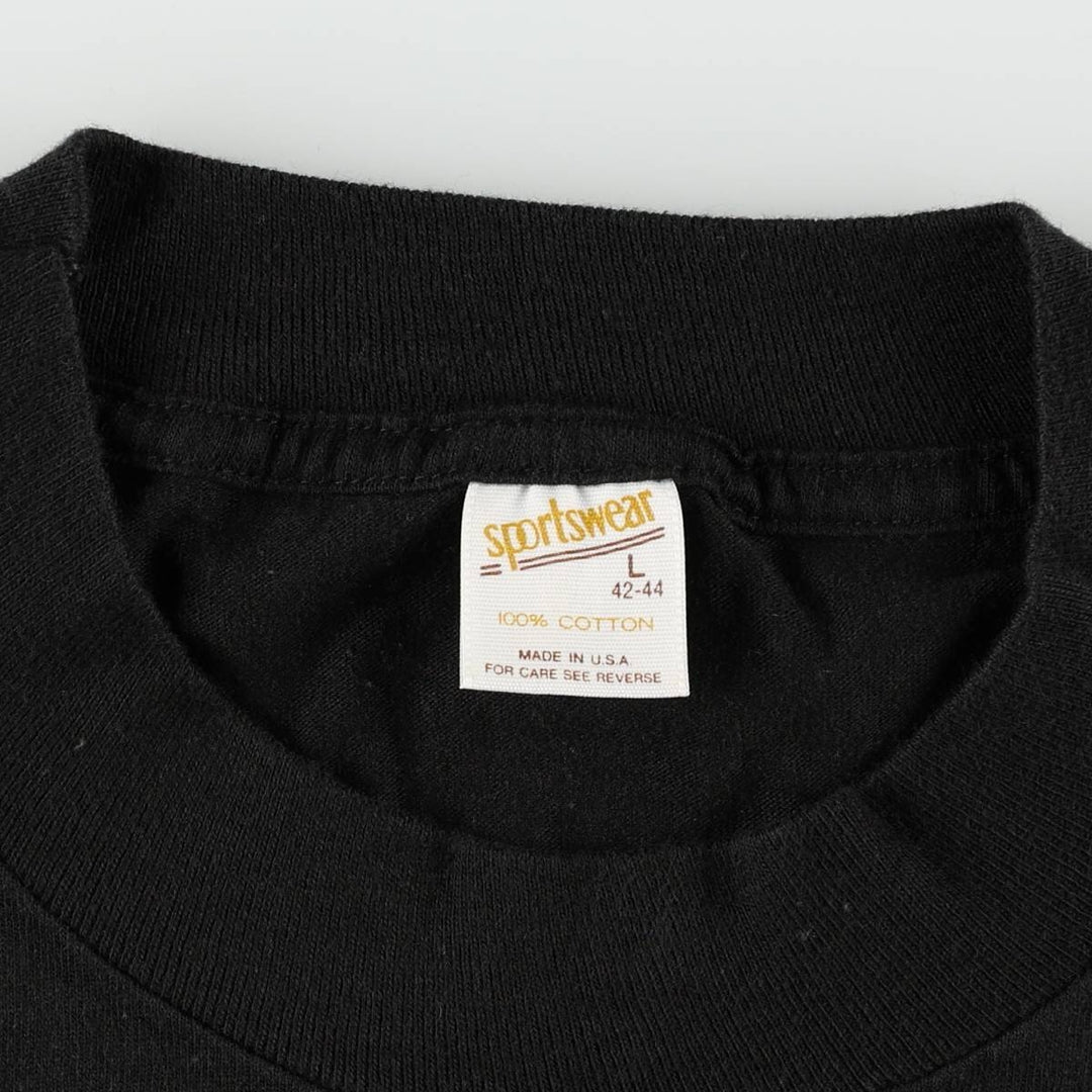 70s-80'S sportswear Side by Side by Sondheim printed T-shirt, made in USA, men's size L equivalent, vintage. cotton black type Vintage Second Hand