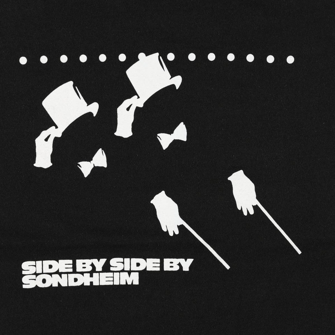 70s-80'S sportswear Side by Side by Sondheim printed T-shirt, made in USA, men's size L equivalent, vintage. cotton black type Vintage Second Hand