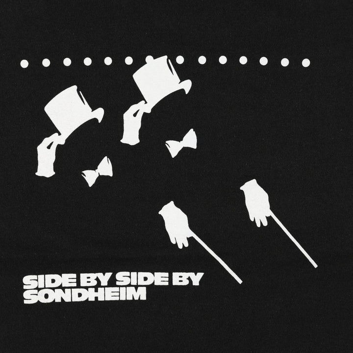70s-80'S sportswear Side by Side by Sondheim printed T-shirt, made in USA, men's size L equivalent, vintage. cotton black type Vintage Second Hand