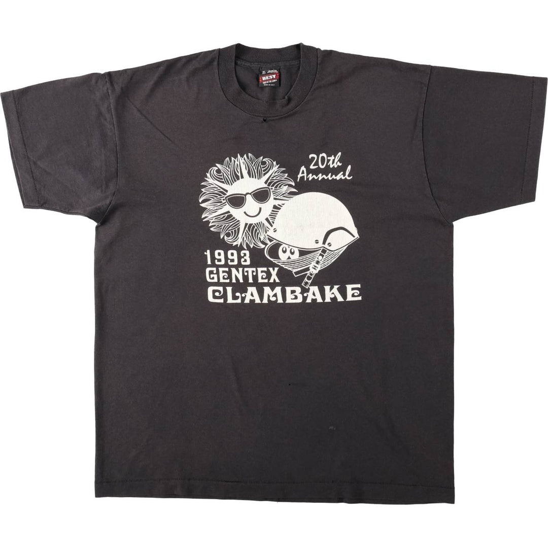 90'S Fruit of the Loom printed T-shirt, made in the USA, men's XL size, vintage cotton black type Vintage Second Hand