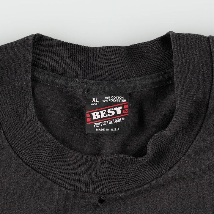 90'S Fruit of the Loom printed T-shirt, made in the USA, men's XL size, vintage cotton black type Vintage Second Hand