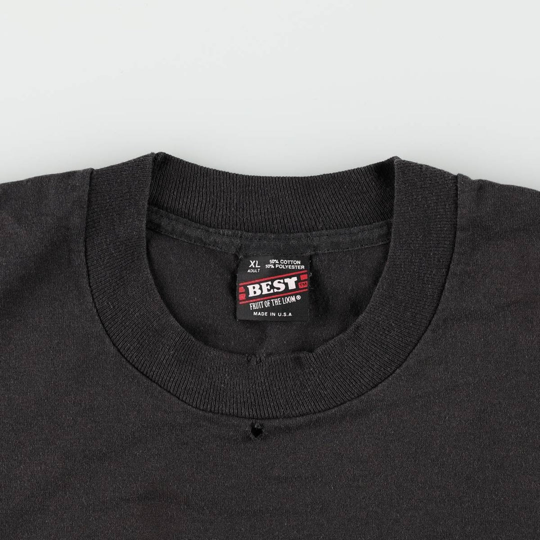 90'S Fruit of the Loom printed T-shirt, made in the USA, men's XL size, vintage cotton black type Vintage Second Hand