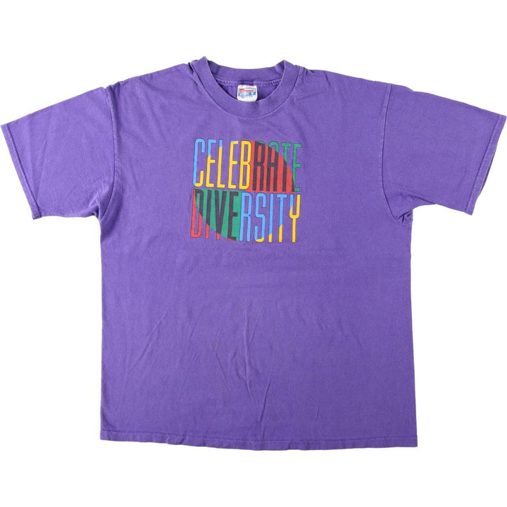 Vintage 90'S Hanes printed T-shirt, made in the USA, men's XL size cotton purple type Vintage Second Hand